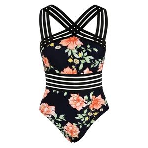 One Piece Front Crossover Swimsuit